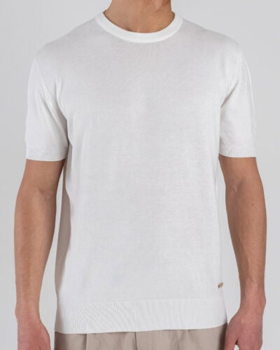 GIANNI LUPO Maglia girocollo regular in viscosa GL510S White