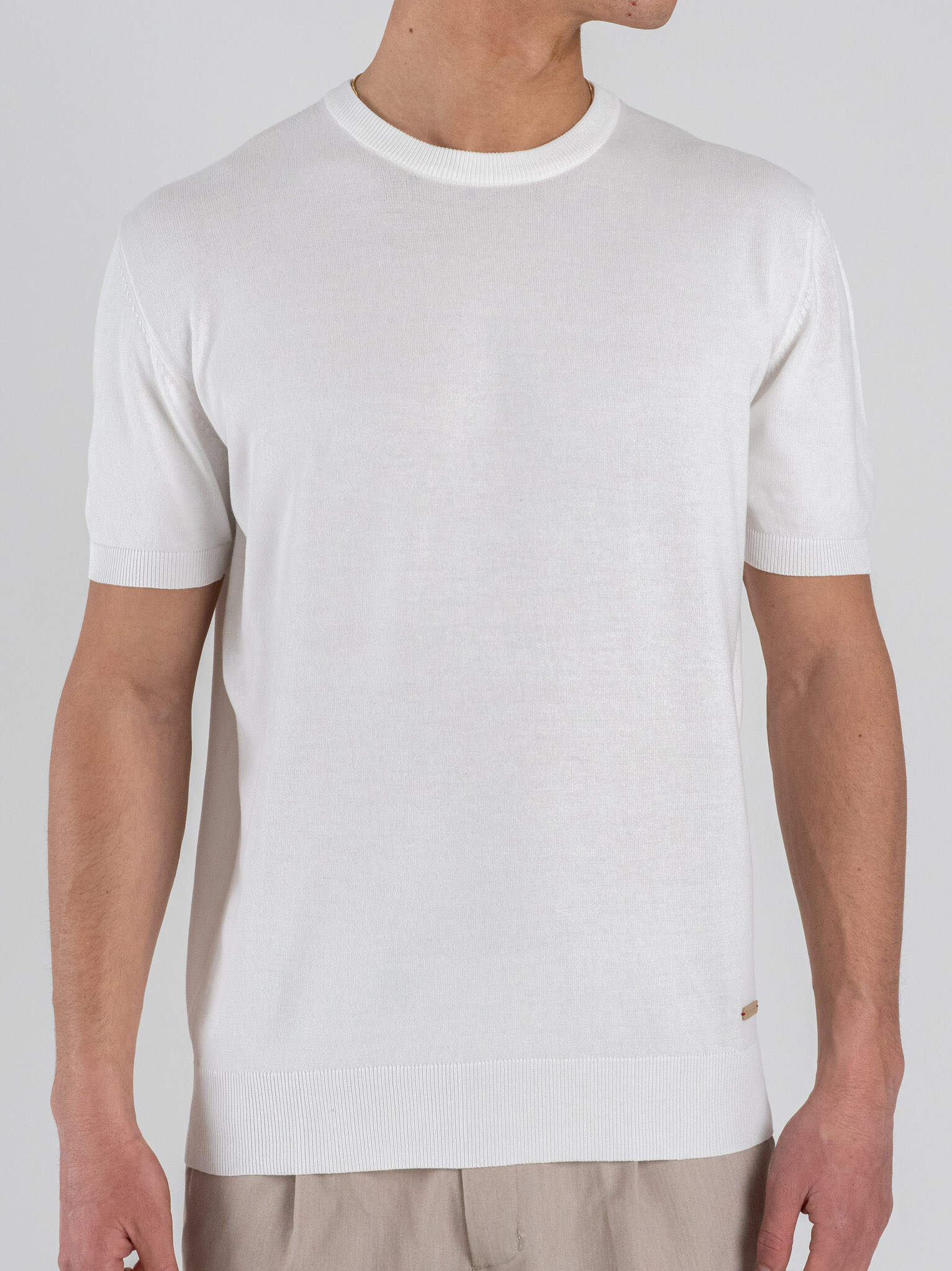 GIANNI LUPO Maglia girocollo regular in viscosa GL510S White