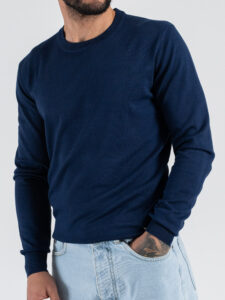 GIANNI LUPO Maglia girocollo regular leggera in viscosa GL512S Navy (2)