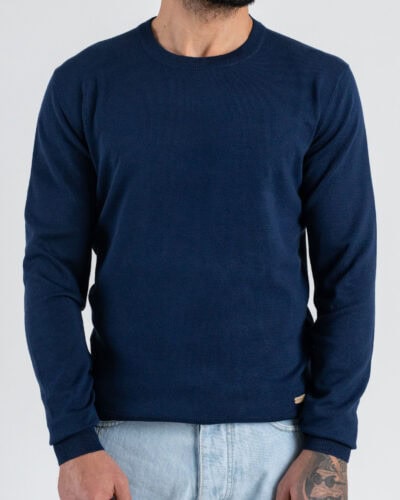 GIANNI LUPO Maglia girocollo regular leggera in viscosa GL512S Navy