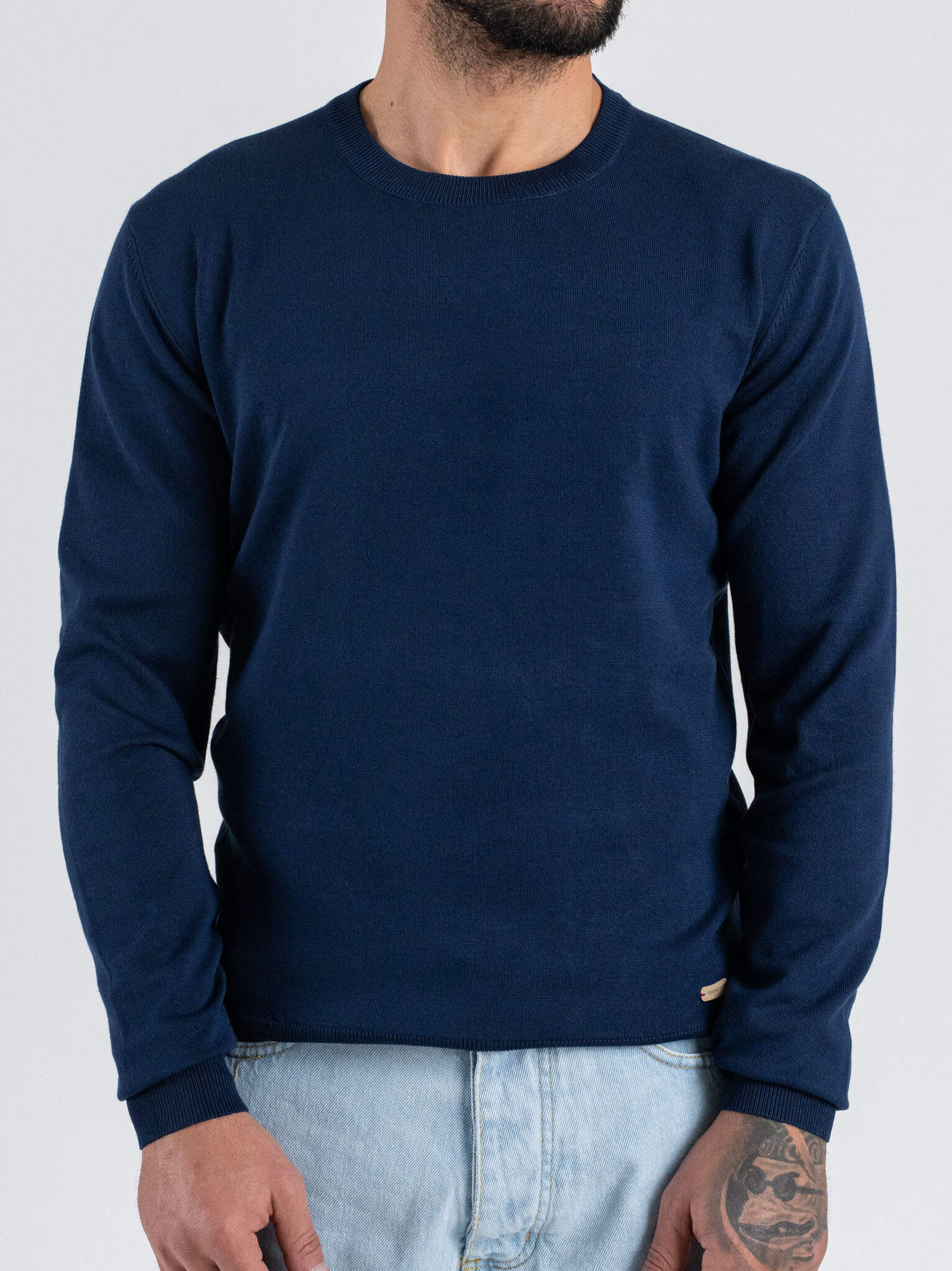 GIANNI LUPO Maglia girocollo regular leggera in viscosa GL512S Navy