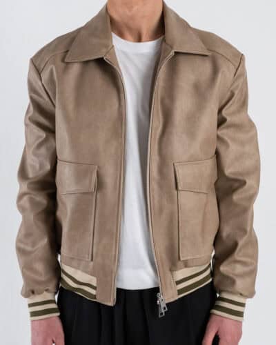 IMPERIAL Bomber in ecopelle con colletto ed elastico sul fondo U3025810 Beige