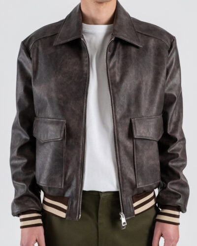 IMPERIAL Bomber in ecopelle con colletto ed elastico sul fondo U3025810 Moro