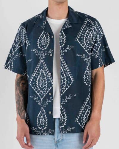 IMPERIAL Camicia a mezza manica con collo bowling C8726001 Navy