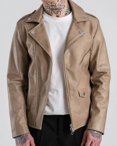 IMPERIAL Chiodo in ecopelle con zip U3025812 Beige