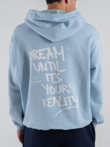 IMPERIAL Felpa cappuccio leggera con stampa schiena DREAM F8588F48 Celeste (2)