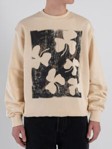 IMPERIAL Felpa girocollo leggera con stampa quadrifoglio F8588F040 Burro (3)