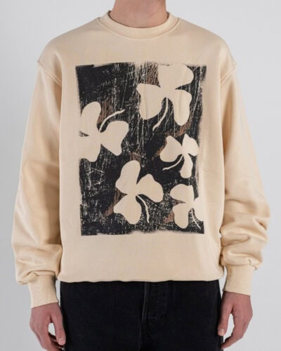 IMPERIAL Felpa girocollo leggera con stampa quadrifoglio F8588F040 Burro