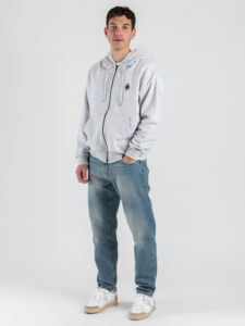 IMPERIAL Felpa regular leggera con cappuccio, zip e logo sul cuore F8588F13 Grigio Melange (1)