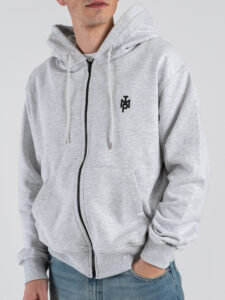IMPERIAL Felpa regular leggera con cappuccio, zip e logo sul cuore F8588F13 Grigio Melange (2)
