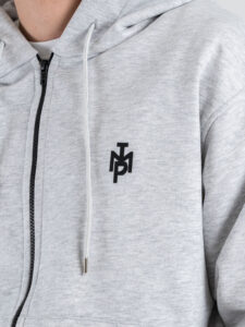 IMPERIAL Felpa regular leggera con cappuccio, zip e logo sul cuore F8588F13 Grigio Melange (3)