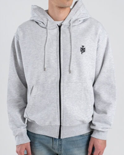 IMPERIAL Felpa regular leggera con cappuccio, zip e logo sul cuore F8588F13 Grigio Melange