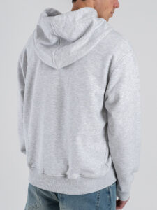 IMPERIAL Felpa regular leggera con cappuccio, zip e logo sul cuore F8588F13 Grigio Melange (5)