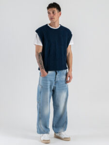 IMPERIAL Gilet regular in maglia lavorata con scollo a V M553U389 Blu (1)