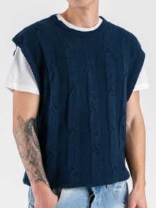 IMPERIAL Gilet regular in maglia lavorata con scollo a V M553U389 Blu (2)