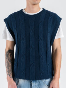 IMPERIAL Gilet regular in maglia lavorata con scollo a V M553U389 Blu (3)