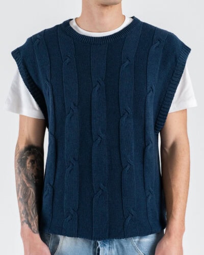 IMPERIAL Gilet regular girocollo in maglia lavorata M553U389 Blu