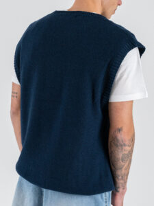 IMPERIAL Gilet regular in maglia lavorata con scollo a V M553U389 Blu (5)