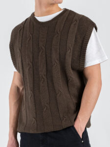 IMPERIAL Gilet regular in maglia lavorata con scollo a V M553U389 Moro (3)