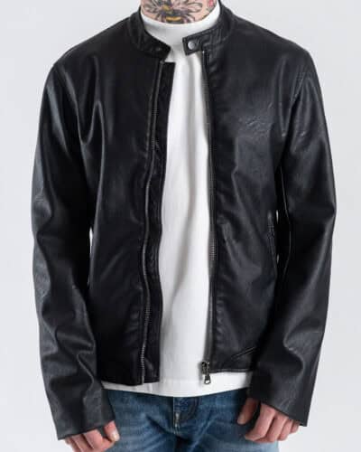 IMPERIAL Giubbino regular in ecopelle con collo alla coreana U85191LIVE Nero