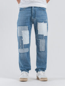 IMPERIAL Jeans carrot con toppe a contrasto P5407FRA10 Blu Denim (1)