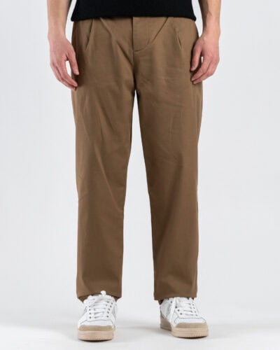 IMPERIAL Pantalone baggy in cotone con pences PD9AFCG Cappuccino