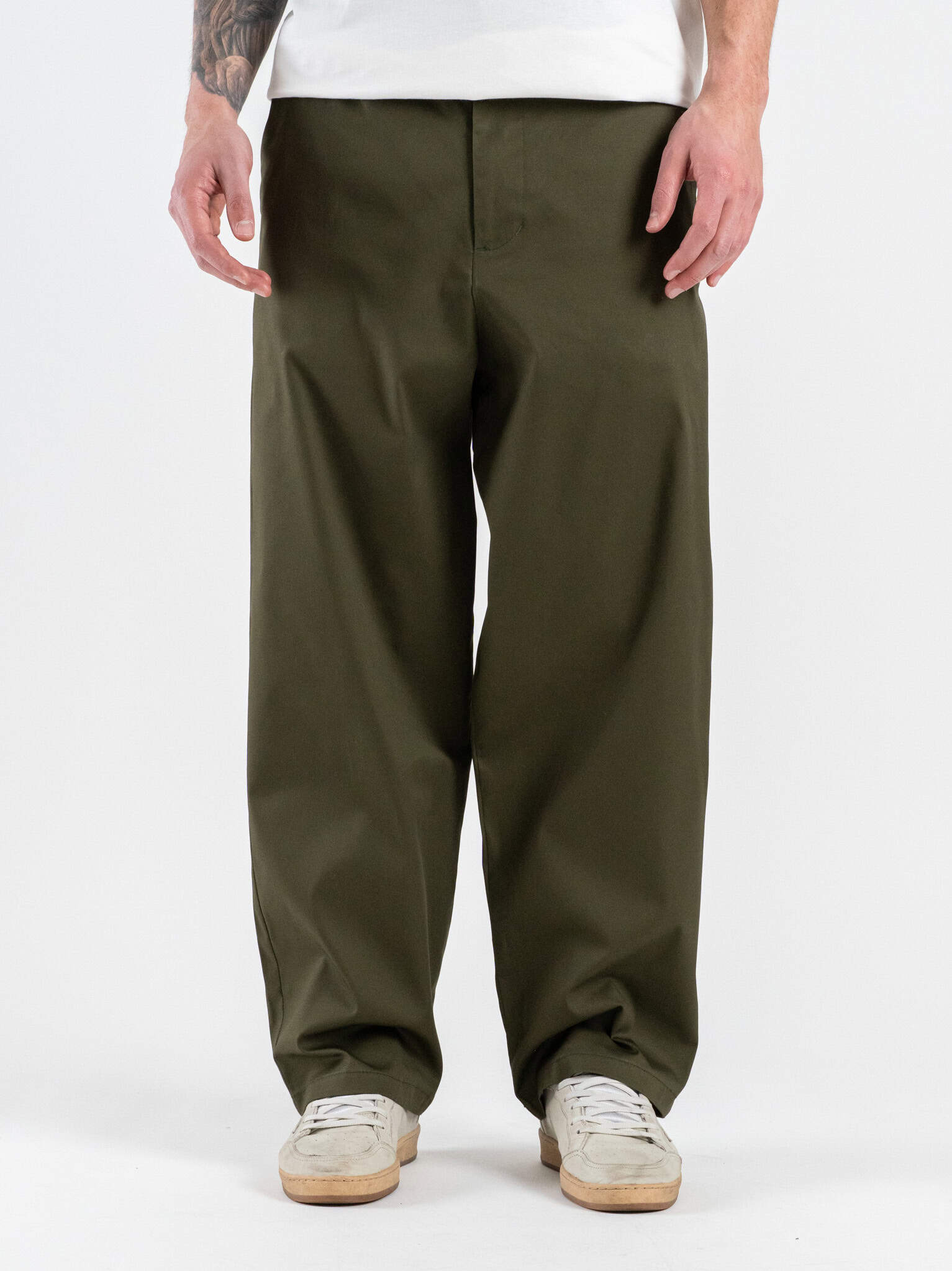 IMPERIAL Pantalone baggy in cotone elasticizzato PE6FLCD Militare