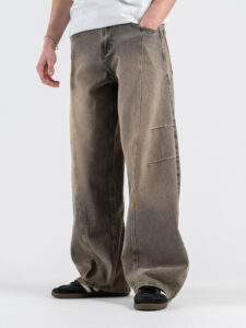 Jeans balloon con slavature sabbiate e cuciture in evidenza 537 Black (4)