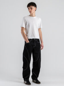 Jeans balloon fit con cuciture a contrasto AD8726Q Black Denim (1)
