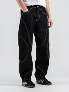 Jeans balloon fit con cuciture a contrasto AD8726Q Black Denim (2)