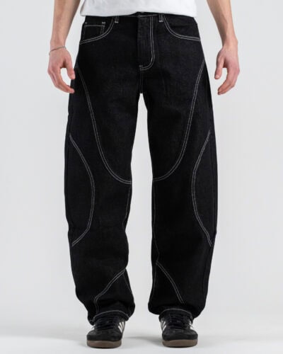 Jeans balloon fit con cuciture a contrasto AD8726Q Black Denim
