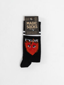 MAGIC SOCKS Calze in spugna unisex tg. unica stampa FK LOVE Nero