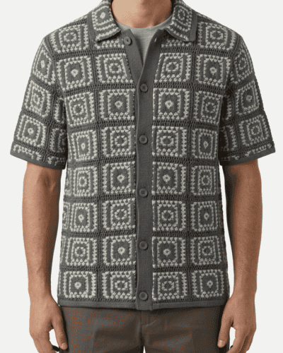 ONLY&SONS Camicia crochet regular in cotone a mezza manica BART 22033329 Castor Grey