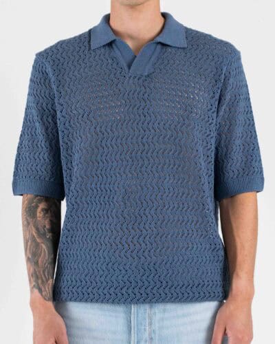 ONLY&SONS Polo over traforata con scollo a V NYLE 22037952 Vintage Indingo