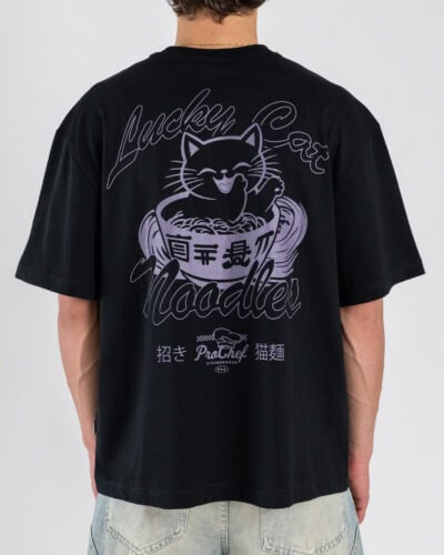 ONLY&SONS T-shirt over in cotone con stampa gatto AXEL 22037483 Black
