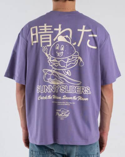 ONLY&SONS T-shirt over in cotone con stampa hamburger AXEL 22037483 Purple Haze