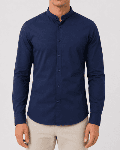 OVER-D Camicia regular con colletto alla coreana ELISA Blu