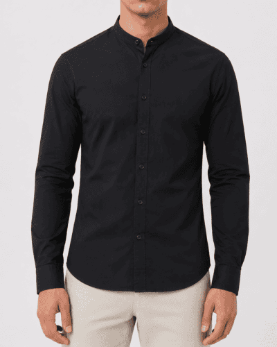OVER-D Camicia regular con colletto alla coreana ELISA Nero