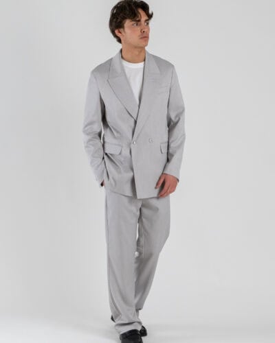 OVER-D Giacca da abito slim un petto e mezzo gessata OE1S2S6G59 Grigio