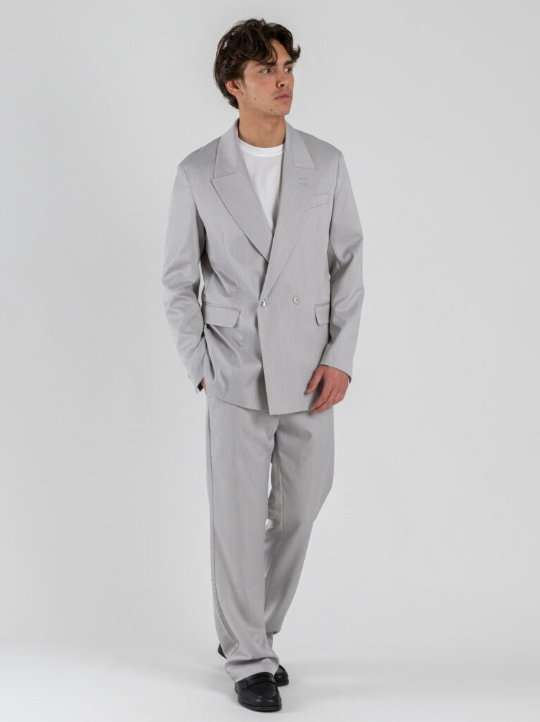 OVER D Giacca da abito regular un petto e mezzo gessata OE1S2S6G59 Grigio 2 Abiti