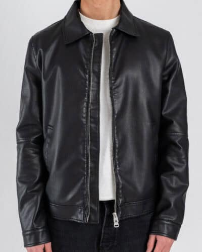 OVER-D Giubbino regular in ecopelle con colletto e zip OC1S2S6J03 Nero