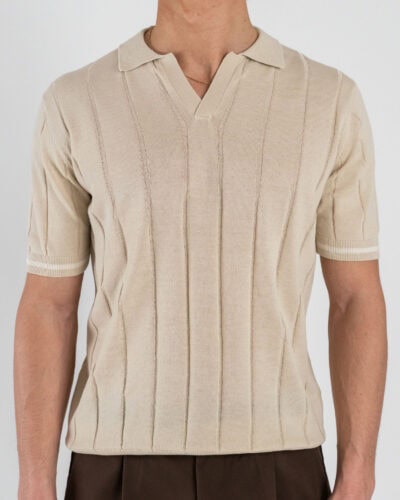OVER-D Polo regular mezza manica con collo a V OC1S2S6M38 Beige