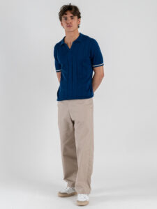 OVER-D Polo regular mezza manica con collo a V OC1S2S6M38 Blu (1)