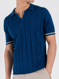 OVER-D Polo regular mezza manica con collo a V OC1S2S6M38 Blu (2)