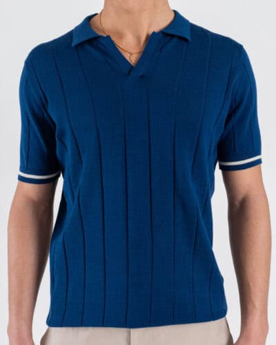 OVER-D Polo regular mezza manica con collo a V OC1S2S6M38 Blu