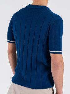 OVER-D Polo regular mezza manica con collo a V OC1S2S6M38 Blu (5)