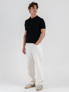 OVER-D Polo slim in cotone tinta unita OC1S2S6M02 Nero (1)