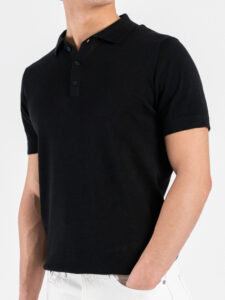 OVER-D Polo slim in cotone tinta unita OC1S2S6M02 Nero (2)