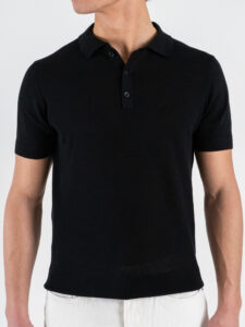 OVER-D Polo slim in cotone tinta unita OC1S2S6M02 Nero (4)