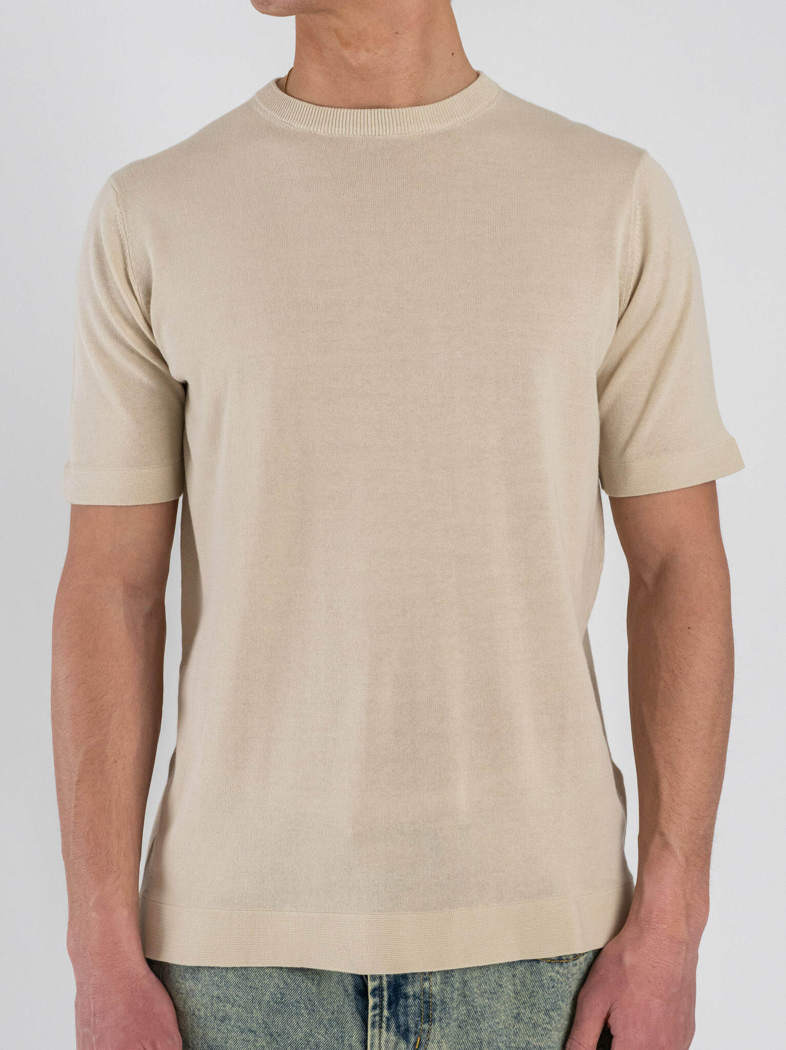 OVER-D T-shirt regular mezza manica in cotone OC1S2S6M11 Beige